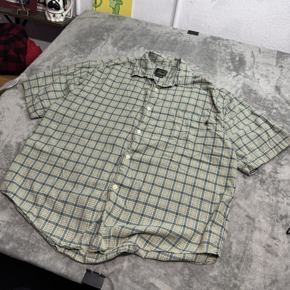 VTG Y2K Redsand Mens Flannel Short Sleeve Shirt Plaid Size M Skater Grunge Surf